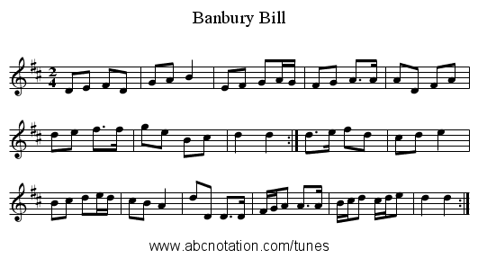 Banbury Bill - staff notation