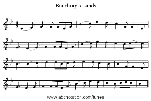 Banchory's Lands - staff notation