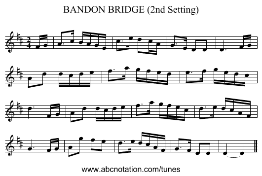 BANDON BRIDGE (2nd Setting) - staff notation