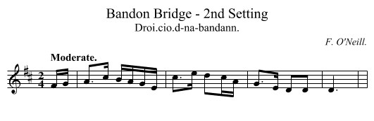 Bandon Bridge - 2nd Setting - staff notation