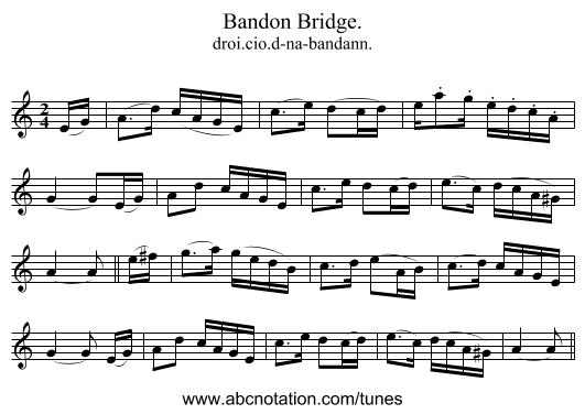 Bandon Bridge. - staff notation
