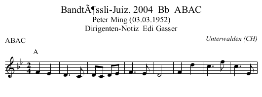 BandtÃ¶ssli-Juiz. 2004  Bb  ABAC - staff notation