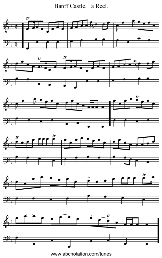 Banff Castle.   a Reel. - staff notation