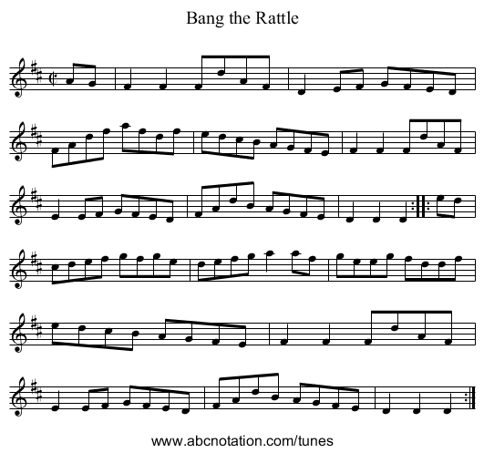 Bang the Rattle - staff notation
