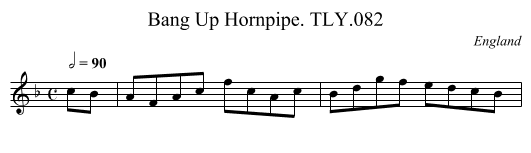 Bang Up Hornpipe. TLY.082 - staff notation