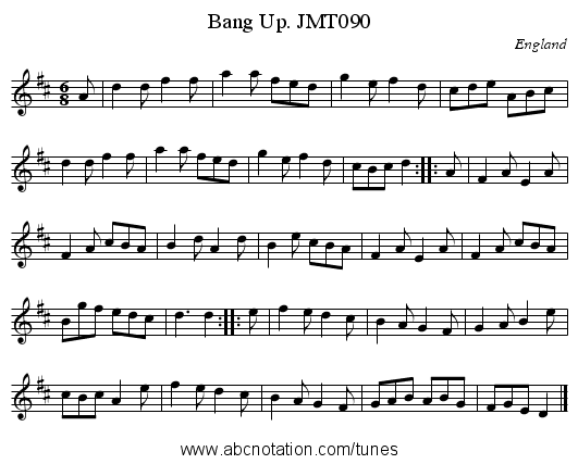 Bang Up. JMT090 - staff notation