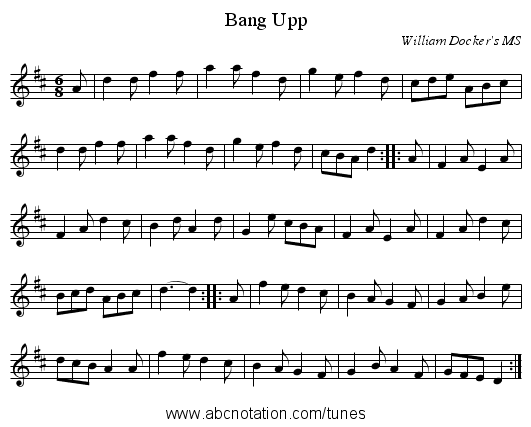 Bang Upp - staff notation