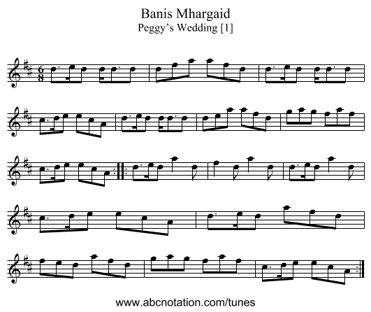 Banis Mhargaid - staff notation