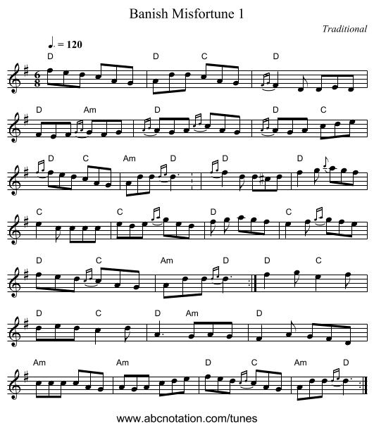 Banish Misfortune 1 - staff notation
