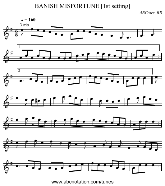 BANISH MISFORTUNE [1st setting] - staff notation