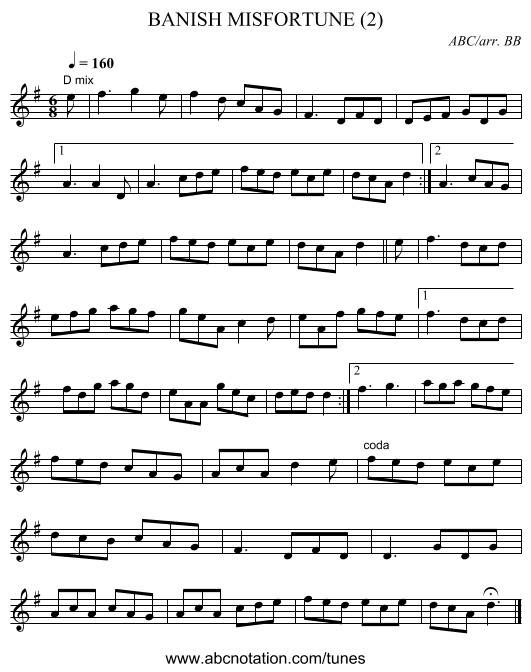 BANISH MISFORTUNE (2) - staff notation