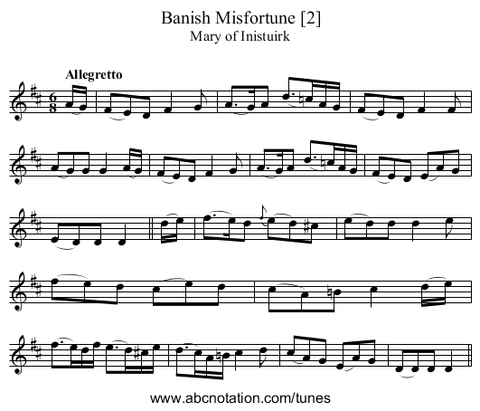 Banish Misfortune [2] - staff notation