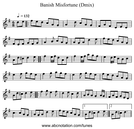Banish Misfortune (Dmix) - staff notation