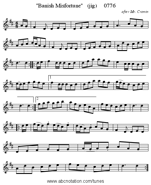 Banish Misfortune   (jig)     0776 - staff notation