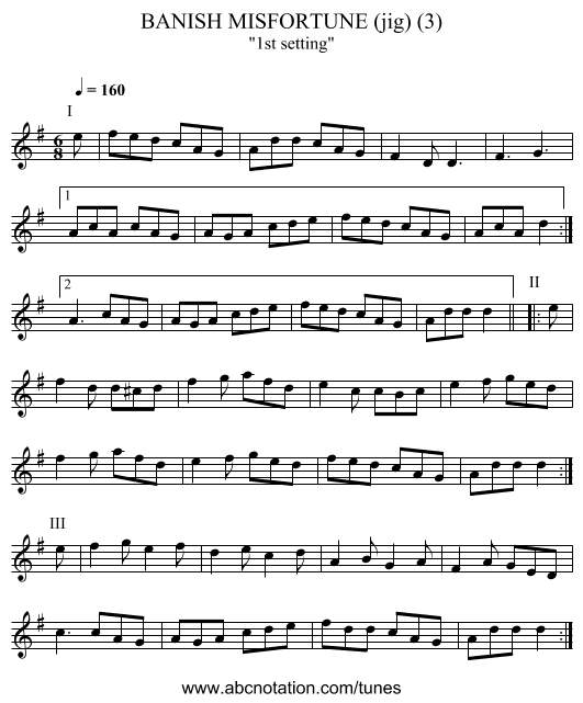 BANISH MISFORTUNE (jig) (3) - staff notation