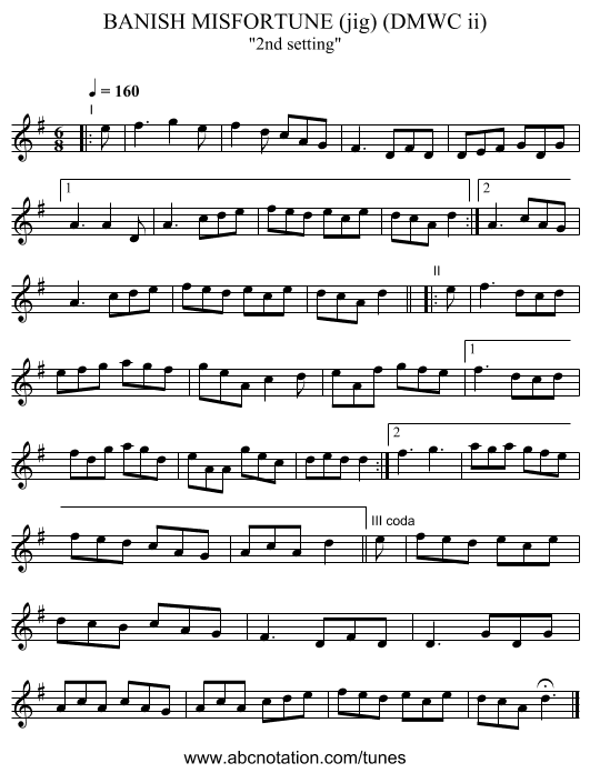BANISH MISFORTUNE (jig) (DMWC ii) - staff notation