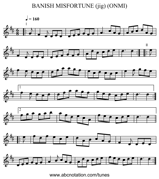 BANISH MISFORTUNE (jig) (ONMI) - staff notation