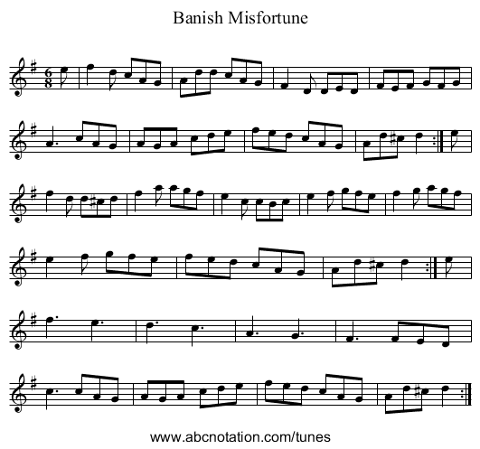 Banish Misfortune - staff notation