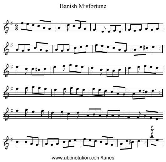 Banish Misfortune - staff notation