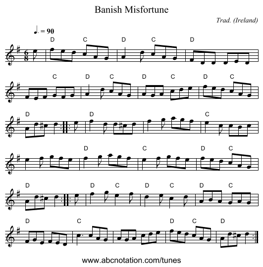 Banish Misfortune - staff notation