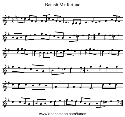 Banish Misfortune - staff notation