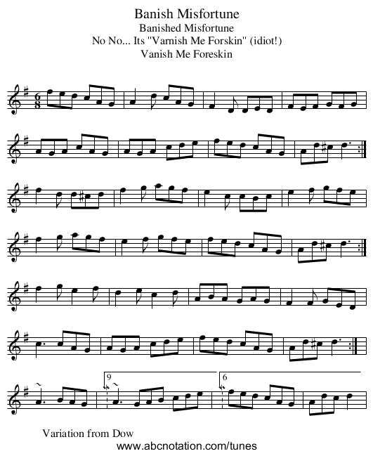 Banish Misfortune - staff notation
