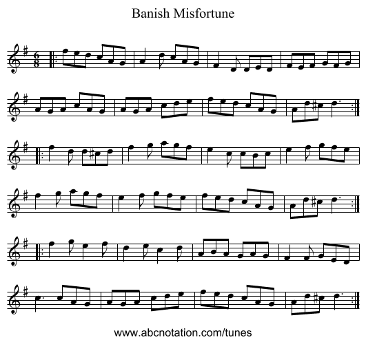 Banish Misfortune - staff notation