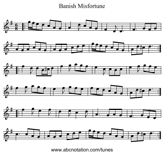 Banish Misfortune - staff notation