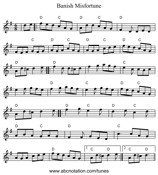 Banish Misfortune - staff notation