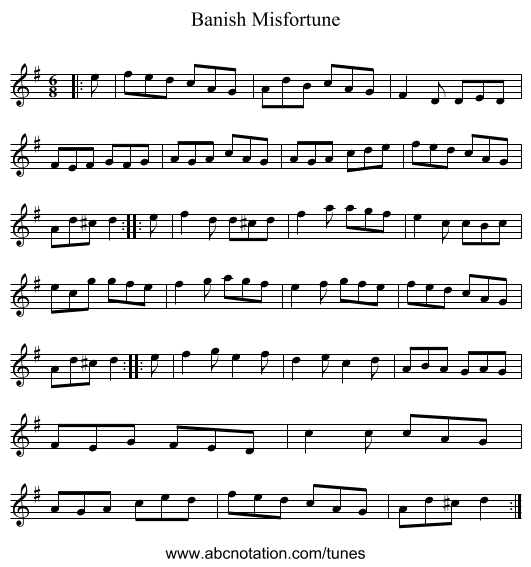 Banish Misfortune - staff notation