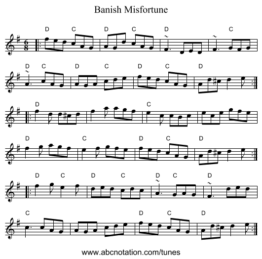 Banish Misfortune - staff notation