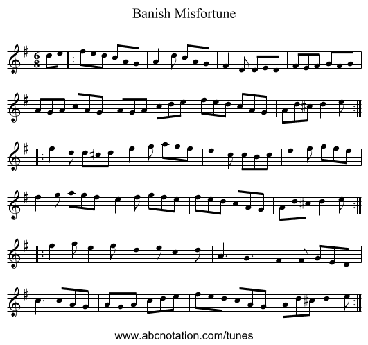 Banish Misfortune - staff notation