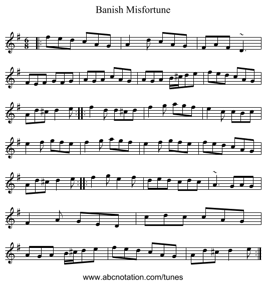 Banish Misfortune - staff notation
