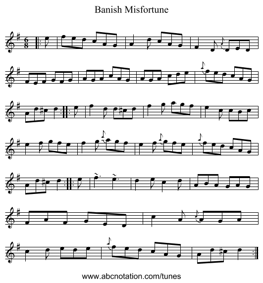 Banish Misfortune - staff notation