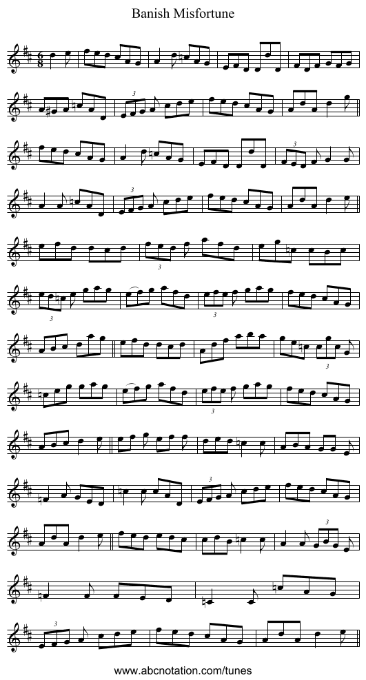 Banish Misfortune - staff notation