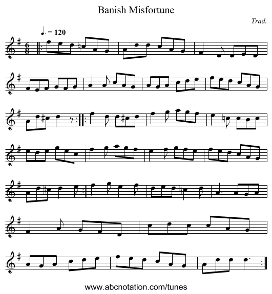 Banish Misfortune - staff notation