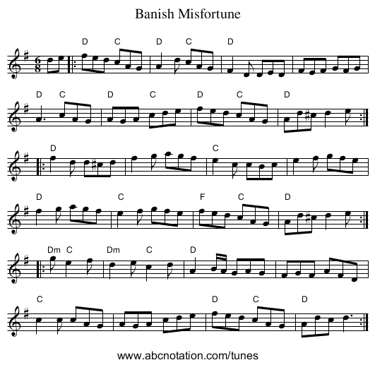 Banish Misfortune - staff notation