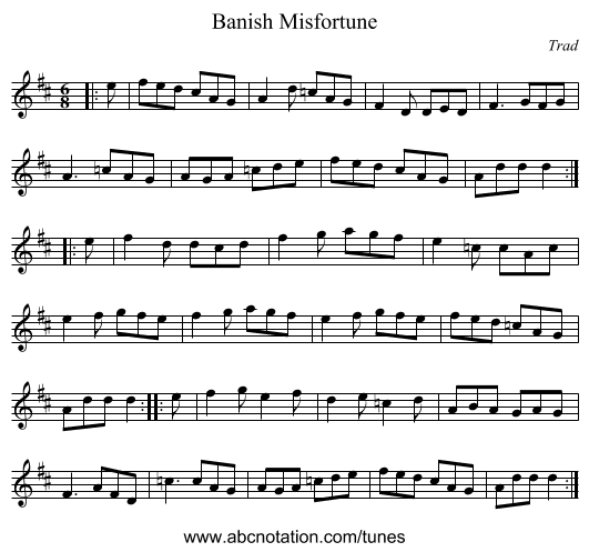 Banish Misfortune - staff notation