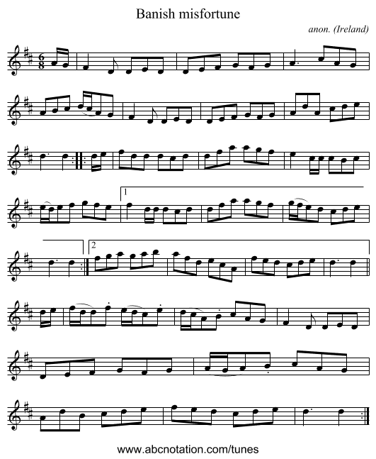 Banish misfortune - staff notation