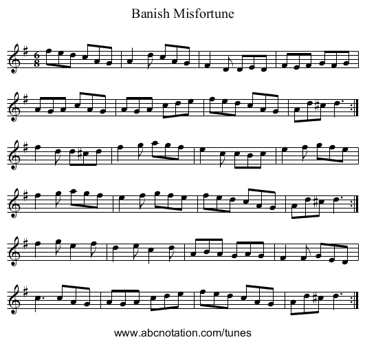 Banish Misfortune - staff notation