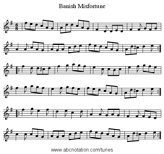 Banish Misfortune - staff notation