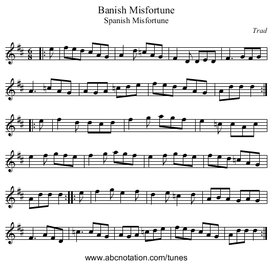 Banish Misfortune - staff notation