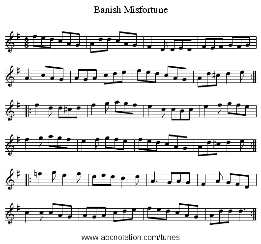 Banish Misfortune - staff notation