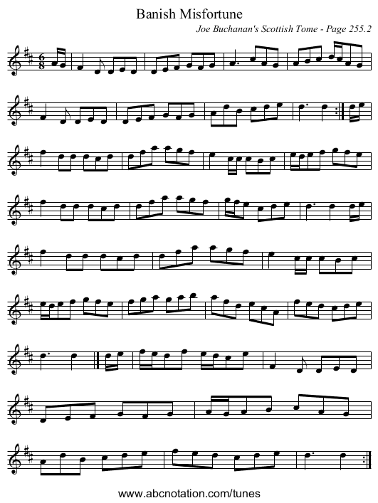 Banish Misfortune - staff notation