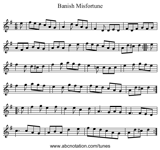 Banish Misfortune - staff notation