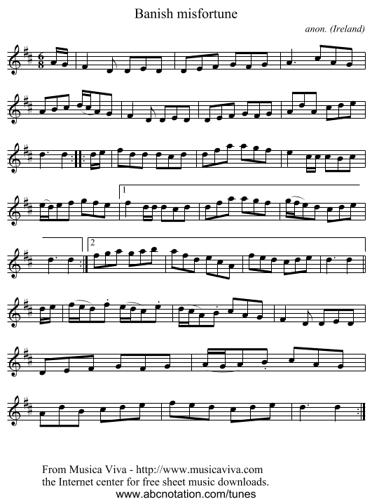 Banish misfortune - staff notation