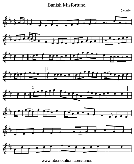 Banish Misfortune. - staff notation