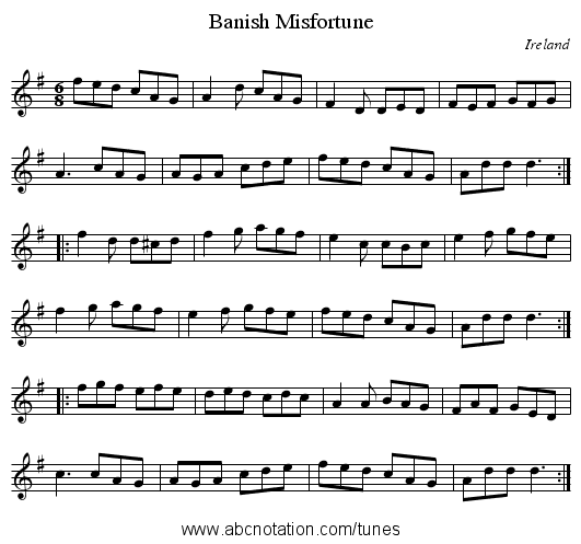 Banish Misfortune - staff notation