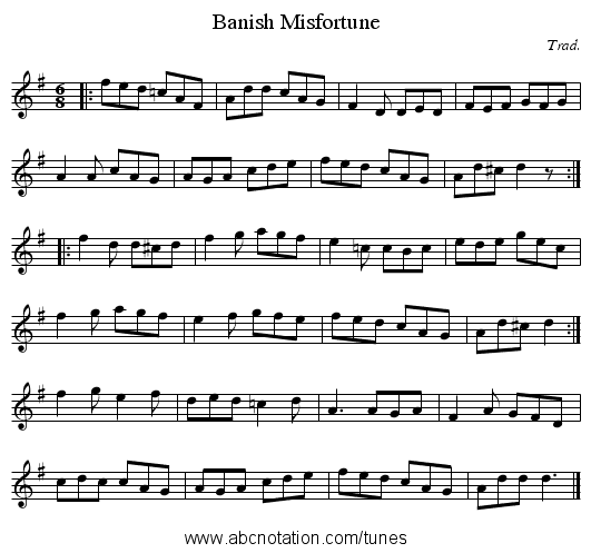 Banish Misfortune - staff notation