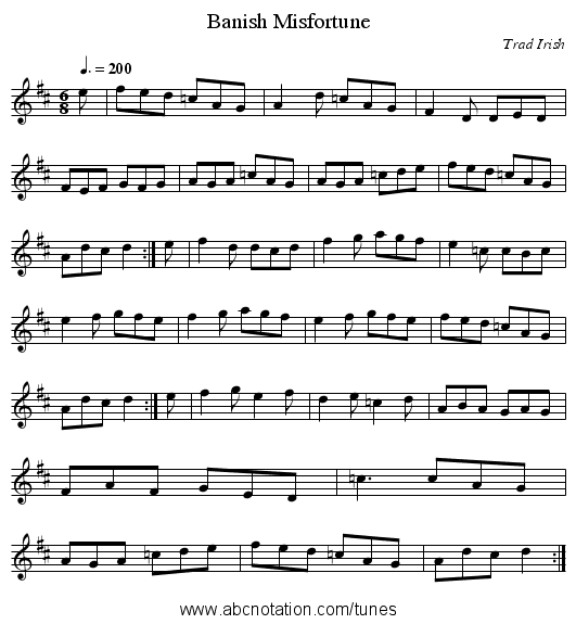 Banish Misfortune - staff notation